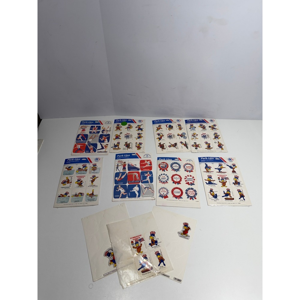 Vintage 1984 LA Olympics Sam the Eagle Sticker Sheets Perk-Ups Drawing Board Lot